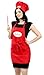 Red Kitchen Unisex Apron and Hat Set - for Men and Women - One Size Fits Most - Hotshot Chef Design