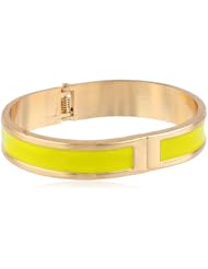 Yellow Enamel Hinge Bangle Bracelet, 2.5"