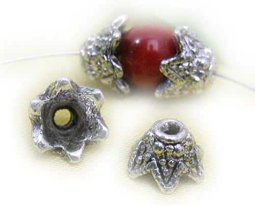 GEM-Inside Spacer Beads Cute Antique Alloy Metal Bead Caps Jewelry DIY Charms Pendants Loose Beads Findings Accessories 50 Pcs 5X9mm Hole 2.5mm