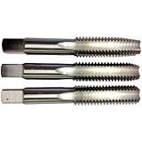 Drill America DWT Series Qualtech Carbon Steel Hand Threading Tap SET, Uncoated (Bright) Finish, Round with Square End Shank, M4 x 0.7 Size