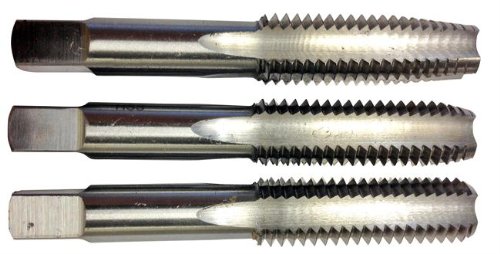 Drill America DWT Series Qualtech Carbon Steel Hand Threading Tap Set, Uncoated (Bright) Finish, Round with Square End Shank, M14 x 1.5 Size (Pack of 1)