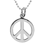 Sterling Silver High-Polished Peace Sign Pendant, 18