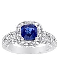14k White Gold 1.82 CTW Sapphire and Diamond Ring