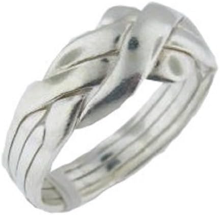 4 Piece Interlocking .925 Sterling Silver Puzzle Band Ring - Sizes 6-12
