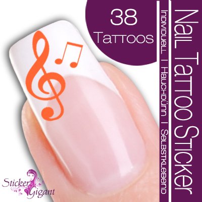 Nail Tattoo Sticker Musik / Noten - orange Preisvergleich