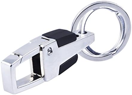 Qcute Classic Metal Keychain Luxury Car Key chains Elegant, Simple, Durable Double Loops Key Holder(Pack of 2) (2PCS)