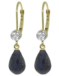14k Gold Leverback Earrings with Genuine Diamonds & Sapphire