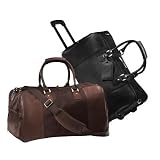 20.75" Leather 2-Wheeled Carry-On Duffel Color: Black