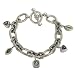 Sara Blaine Designer Handcrafted Sterling Silver and Amethyst,Peridot,Blue Topaz Bracelet with Toggle Clasp