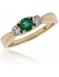 14K Yellow Gold Emerald and Diamond Ring -- LIFETIME WARRANTY