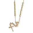 14K Gold Filled Rosary Necklace w/ Cross Pendant 24 inch - Ideal Gift For Father, For Him, Birthday, Anniversary, Bridal, Wedding, Engagement