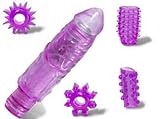 Purple Lover Multi Task Waterproof Clit Stimulators Dildo Vibrator Sex Toy Set