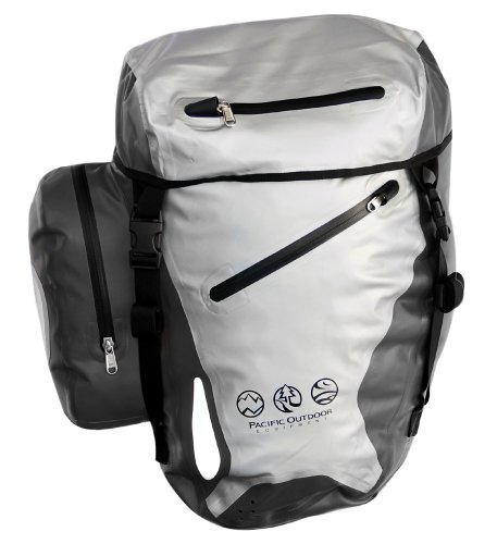 Pacific Outdoor Equipment Super Rear Pannier (L+R set) (Black/Chrome, 20 x 16 x 9- Inch)
