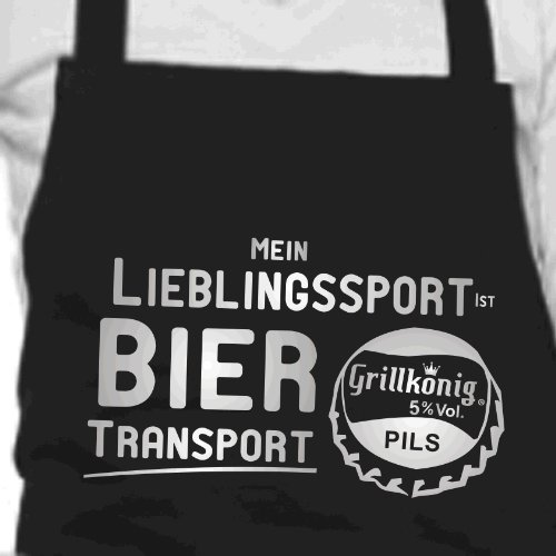 Mein Lieblingssport ist Biertransport - Grillschürze, Kochschürze, Latzschürze mit verstellbarem Nackenband und Seitentasche