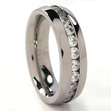 6MM Ladies Eternity Titanium Ring Wedding Band with CZ sizes 5 to 8