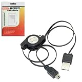HQRP Retractable USB Cable compatible with Olympus D-380 D-390 D-395 D-520 D-535 D-540 Zoom Digital Camera + LCD Screen Protector