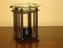 Black Block Wrought Iron Oil Burner with Fine Green Glass