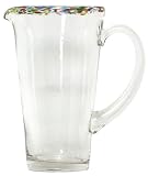Hand Blown Glass Confetti Pitcher 8.5"H 40oz