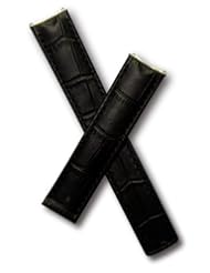 WSW Black Crocodile-style leather watchband to fit TAG Heuer 6000 Series mid-size models