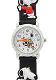 TimerMall OEM - Montre Enfants - Quartz - Caoutchouc - Snoopy Football Blanc Cadran rond noir de pluie pour enfants BraSport Watches