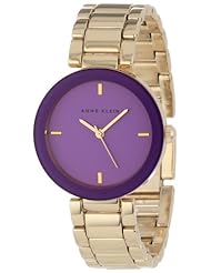 Anne Klein Womens AK/1290PRGB Purple Crystal Gold-Tone Bracelet Watch