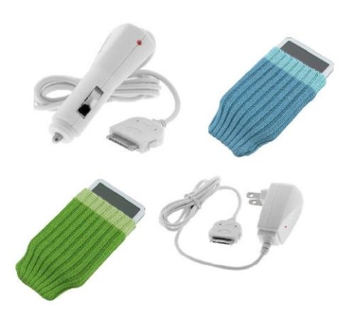 CAR + Ac Home Wall Charger for Ipod Video Nano and 2 Phone Socks for Apple: Apple Iphone 4gb / 8gb / 16gb, Ipod 3g, Ipod 4g / Photo (U2 Special Edition), Ipod Classic 80gb, Ipod Mini, Ipod Nano, Ipod Nano (2nd Generation), Ipod Nano (3rd Generation), Ipod Photo, Ipod Touch, Ipod Video 30 Gb / U2, Ipod Video 60 / 80gb (Not for iPhone 3G !!!!)
