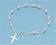 Sterling Silver Bracelet - Rosary 4mm Beads - 3.2g Weight - 14mm Charm Size