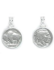 Sterling Silver Buffalo Nickel Coin Edge Pendant NO Chain