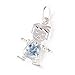 CZ Boy Charm Pendant - March Birthstone Aquamarine