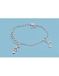 Sterling Silver Fancy Music Notes Charm Bracelet