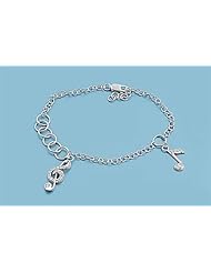 925 Sterling Silver Bracelet With Charms - Music Notes