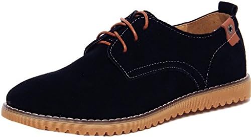 PerfectAZ Mens Fashion Lace-up Suede Uper Rubber Sole Flats Boards Walking Business Oxfords Shoes(7 D(M) US, Black)