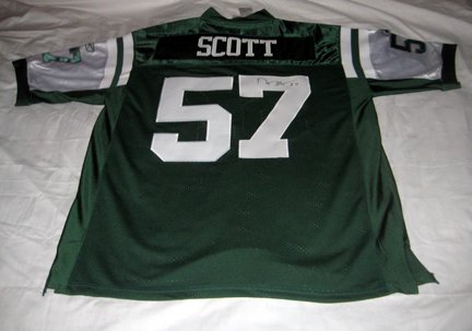 Bart Scott Autographed New York Jets Jersey W/PROOF Picture of Bart Signing for Us