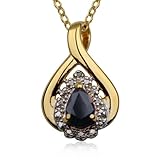 18k Yellow Gold Plated Sterling Silver Genuine Sapphire and Diamond Accent Pendant, 18