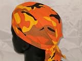 Orange Camo Headwrap Medical Scrub Cap