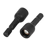 uxcell 六角ナットドライバ　クロムバナジウム鋼製ブラック　8mm六角サイズ 6.3mmシャンクチップサイズ 2個入り