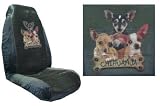 Car Truck SUV Chihuahua Trio with Bone Dog Print Seat Covers 2 Charcoal Grey Universal Vehicle Bucket Seatcovers