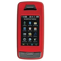 PCMICROSTORE Brand LG Voyager VX-10000 VX10000 Red Rubberize Texture Snap-On Case Cover with Removable Swivel Belt Clip
