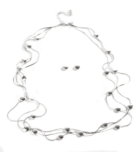 Silver Liquid Bubbles Necklace & Earrings Set