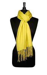 Biagio 100% Wool Pashmina Scarf YELLOW Color Women's Shawl Wrap