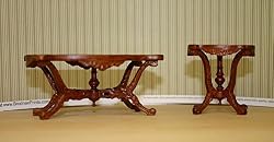 Dollhouse Miniature Victorian Coffee and Side Table