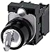 Siemens 3SU11004BL111NA0 Key-Operated Switch Ronis, I-O-II, 5to500volts, Plastic, IP66, IP67, IP69K Protection Rating, Black Plastic, 22mm, Silver
