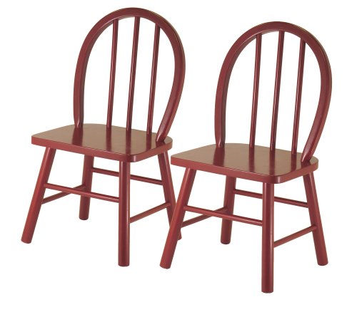 Kitchen: Winsome Wood Assembled Set of 2 Kids Chairs, Red