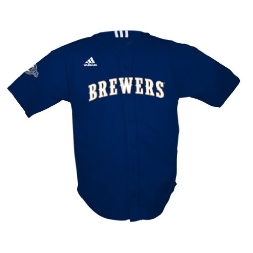 MLB Infant/Toddler Boys' Milwaukee Brewers Screen Print Baseball Jersey, Heritage Blue, Medium (3T)