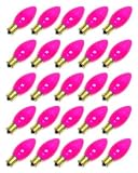 Pink C9 Intermediate Screw (E17) Base Ceramic Christmas Holiday Light Bulb Replacement 25 Pack