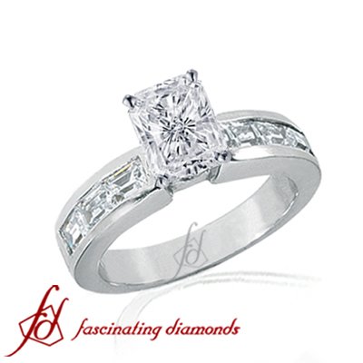 1.60 Ct Radiant Cut Diamond Engagement Ring Channel 14K GOLD VVS2-E GIA