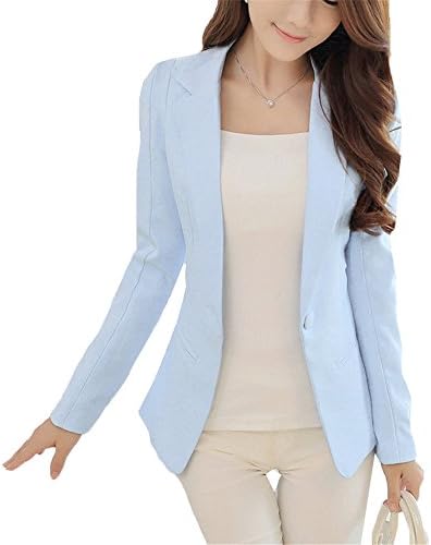 Casual Work Office Blazer One Button Jacket for Women and Petite