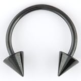 One PVD Stainless Steel Circular Barbell with Cones: 14g 9/16 Black