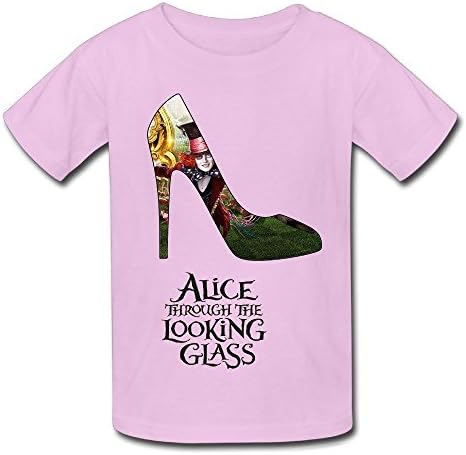 KTIY 6-16 Years Old Boys And Girls Alice Through The Looking Glass Glass Slipper T-shirts Pink Size XL
