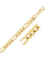7.0mm 14K Yellow Gold Solid Figaro Chain